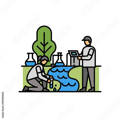 Scientists Conducting Water Quality Testing Experiment.