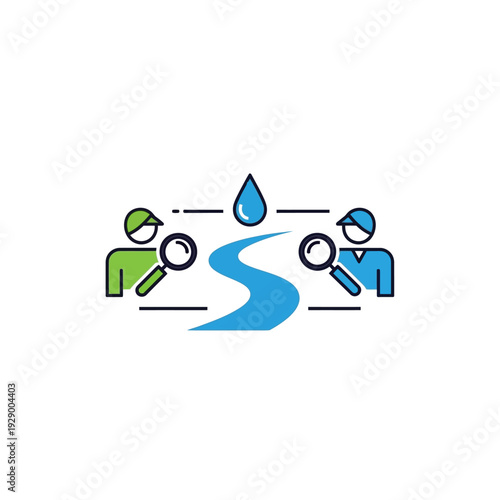 Scientists Examining Water Droplet Illustration.