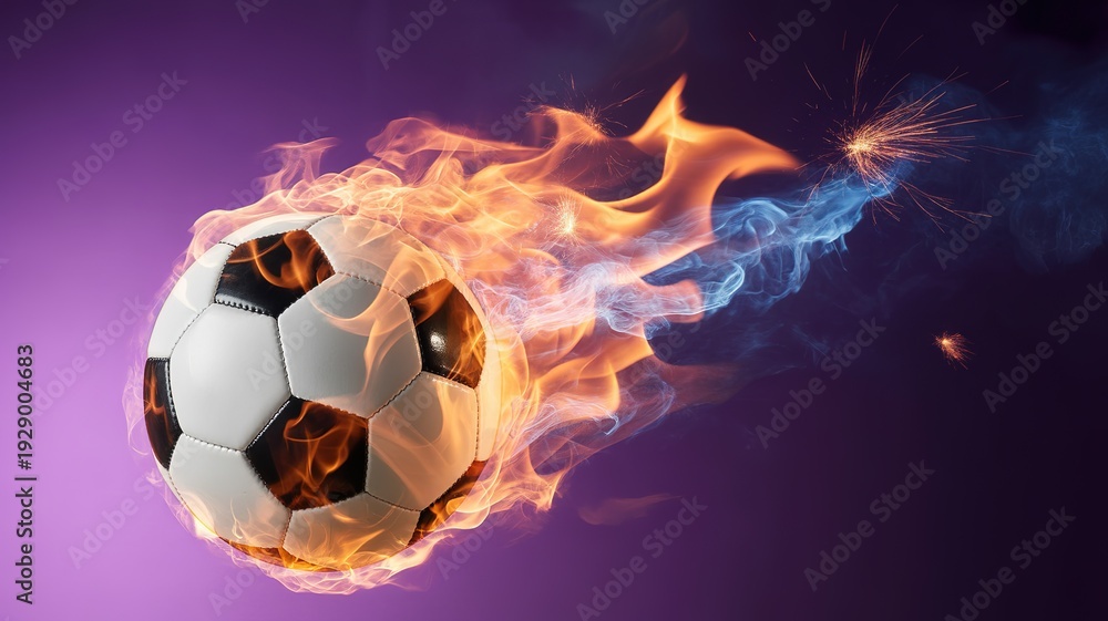 Naklejka premium Dynamic Flame Soccer Ball for 2026 Football World Cup Promotional Material