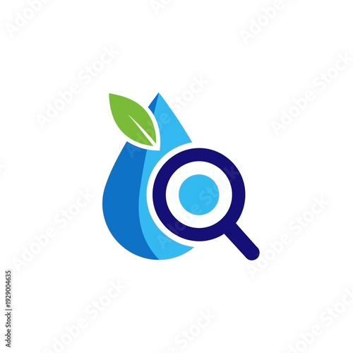 Magnifying Glass Examining Water Droplet with Leaf.