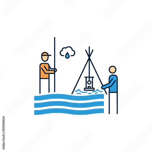 Men Operating Water Purification System Equipment.