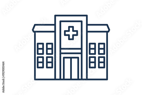 Hospital Line Medical Building Hospital building outline icon for emergency services and public health infrastructure
