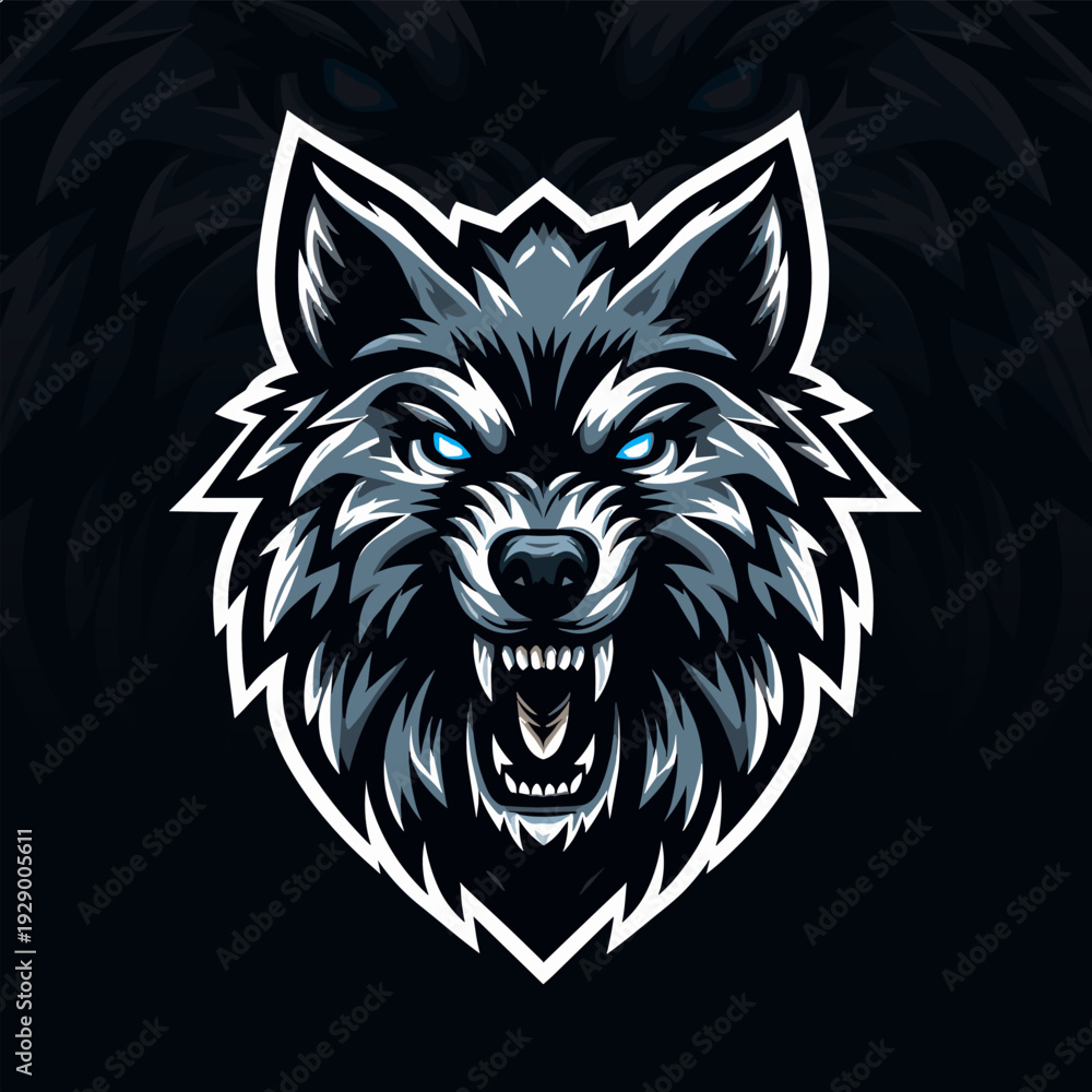 Fototapeta premium Fierce Front Facing Wolf Gaming Mascot