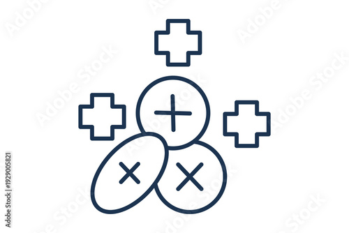 Medicine Line Pharmacy Treatment Medicine outline icon representing pharmacy services, prescribed drugs, and treatment