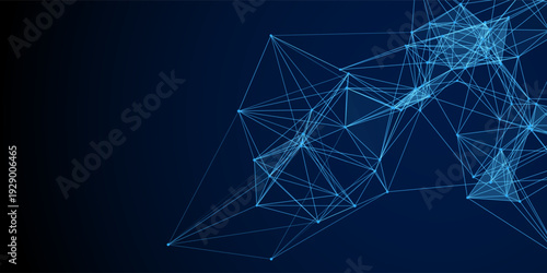 Futuristic Blue Low Poly Plexus Network Background Technology Connection Banner