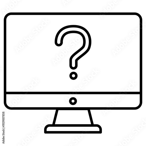Desktop Monitor Icon with Question Mark for Help