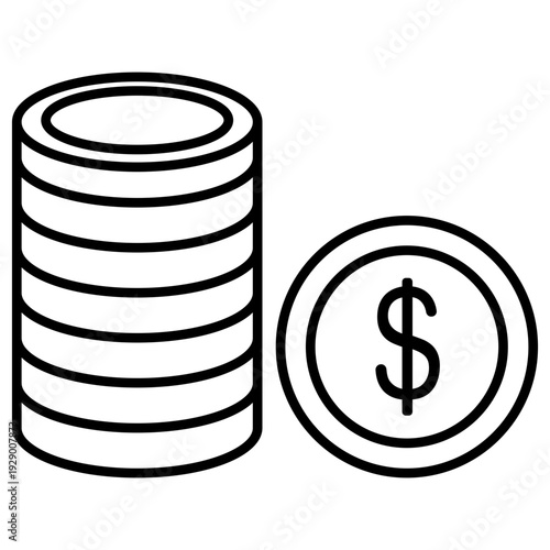 Stacked Dollar Coins Minimalist Line Icon