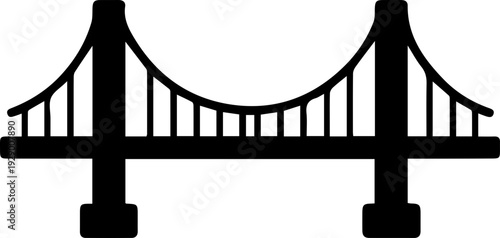 Minimalist Suspension Bridge Silhouette Icon