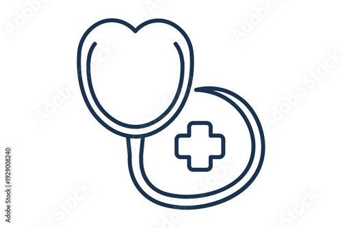 Stethoscope Line Diagnostic Tool Clinical stethoscope outline icon for heart diagnostics and medical checkups