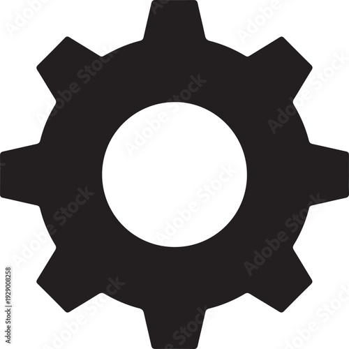 Black gear and setting icon silhouette isolated on white background 