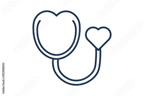 Heart Stethoscope Line Cardiology Care Creative heart stethoscope outline icon for heart health awareness and cardiac services