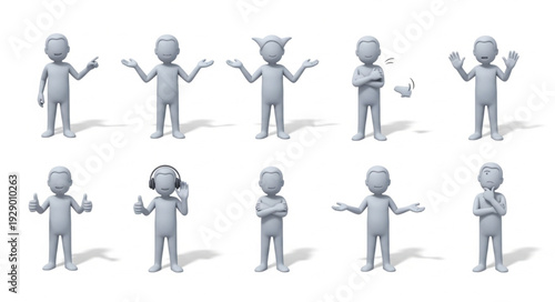 Various poses of stick figures representing different emotions and actions in a row.
