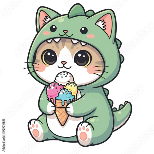 Cute cartoon kitten holding a gift while a playful mouse stands nearby in a funny vector illustration