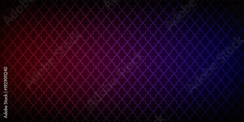 Dark red and blue hexagon abstract technology background with red and blue colored bright flashes under hexagon. Hexagonal gaming vector abstract tech background.