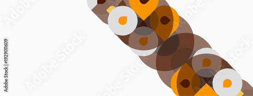 Abstract composition featuring overlapping circles. Warm browns, tans create dynamic visual texture. Minimalist design, clean lines, modern aesthetic.