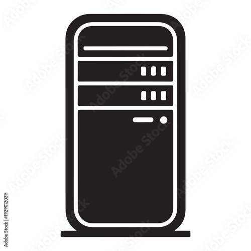 Rack server icon black sign symbol technology data center internet storage