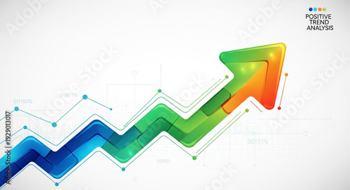 Colorful Arrow Graph Showing Upward Trend.