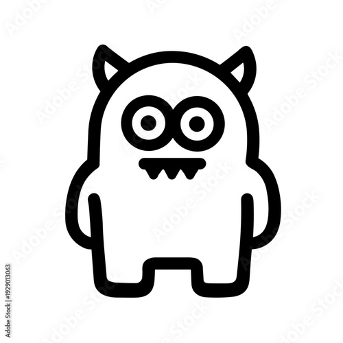 Minimalist fantasy monster cartoon vector icon