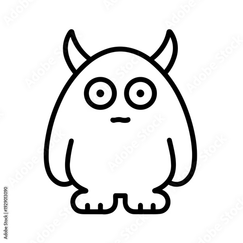 Minimalist fantasy monster cartoon vector icon