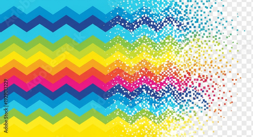 Colorful abstract background with dissolving geometric pattern.