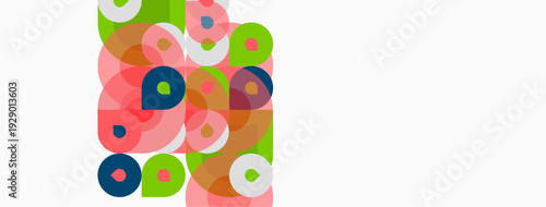 Abstract colorful circles overlap, creating playful composition. Soft hues dominate, with white background providing contrast.