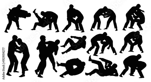 Wallpaper Mural Silhouettes of Athletes in Dynamic Poses Engaged in Various Movements. Torontodigital.ca