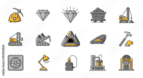 Mining and mineral extraction equipment and tools, industry and production.