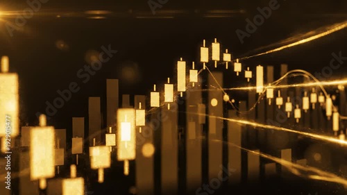 Golden bars rising on dark background