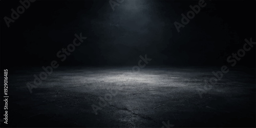 A dark blue grunge wall texture features a vintage space pattern with faint moonlight glowing through smoke and fog