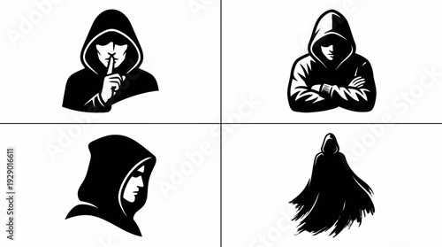 Hooded Figure Vector Illustrations in Four Styles