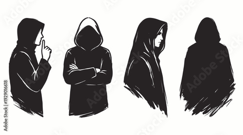Hooded Figure Vector Illustrations in Four Styles