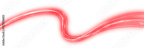 Modern Red Fiber Optic Light Lines with Glowing Motion Effect for Data Concept