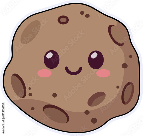 Cute Cartoon Asteroid Character
