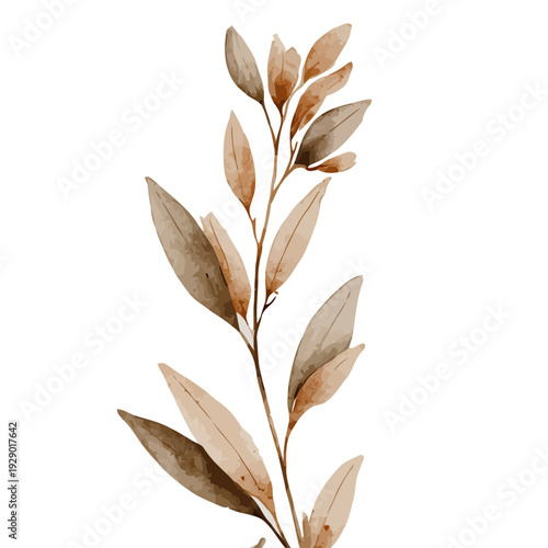 Hand-painted watercolor branch digital asset for AI-powered generative design and artistic projects