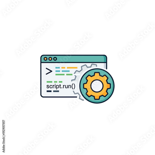 Script running in code editor window with gear settings icon