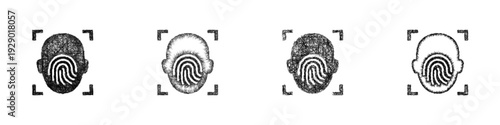 Sketch biometric scan icon design set