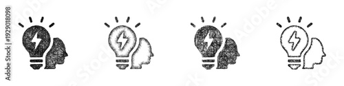 Sketch energy innovation icon design set