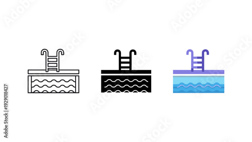 Three step wooden ladders on white background minimalist flat design vector illustration isolated concept