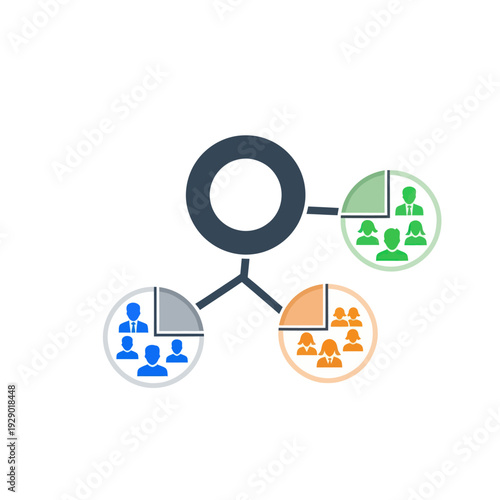 People segmentation network with target audience groups icon