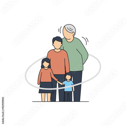 Three generations of family standing united in circle