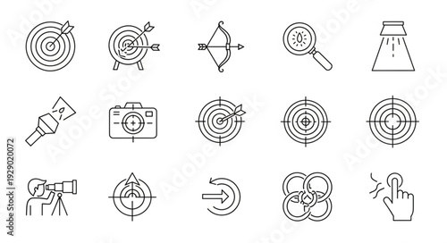 Collection of Target and Goal Related Icons in Sketch Style.
