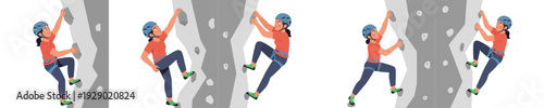 Woman rock climbing on a wall