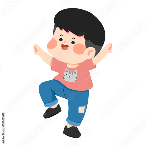 Happy Boy Dancing with Cat T-Shirt