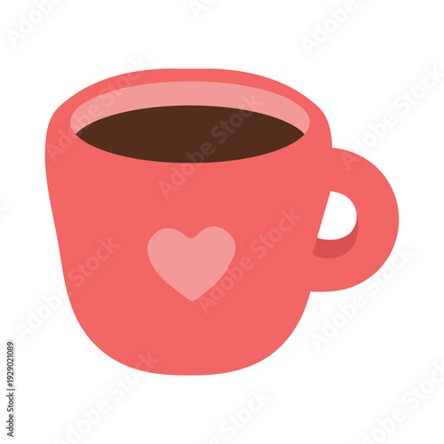 Pink Coffee Cup with Heart Illustration