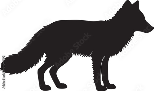 Arctic Fox in silhouette on white background.
