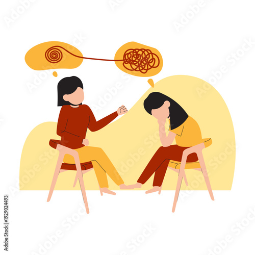 Psychological Therapy Session and Mental Health Counseling Illustration