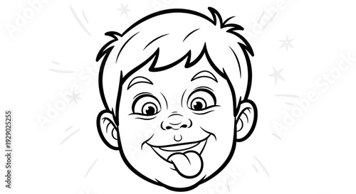 Cartoon boy sticking out tongue.