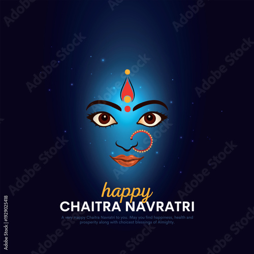 Vector illustration of Happy chaitra Navratri wishes greeting card, happy navratri