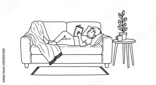 Woman resting on a sofa.