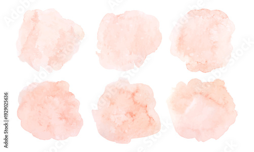 Peach watercolor splash with soft coral and rose tints form vector abstract background, featuring gentle blotch patterns and light pastel washes ideal for creative projects.